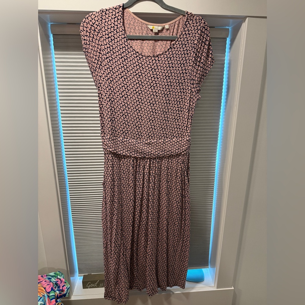 Boden Amelie Jersey Dress Pink and Blue Floral - Size UK 14 LONG / 10 LONG